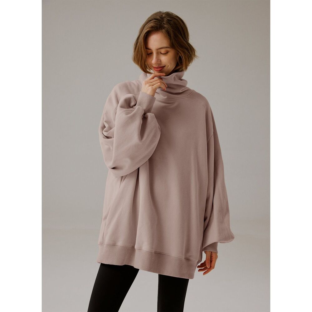 NAP Boxy Turtleneck Sweatshirt, Pearl Bush, Size XS